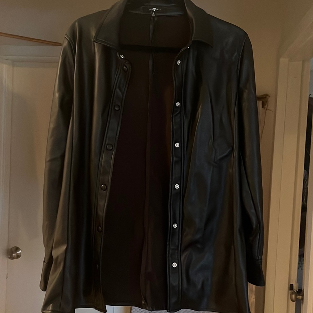 Faux leather button down shirt/jacket